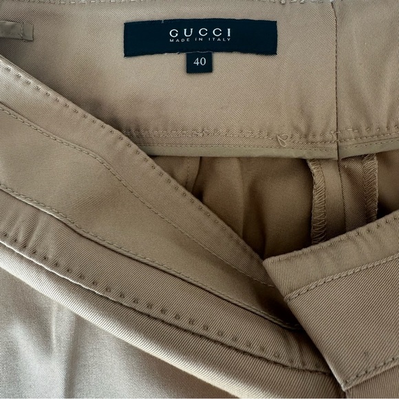 Gucci Khaki Straight Leg Pleated Chino Dress Pants, 40 - Picture 3 of 8